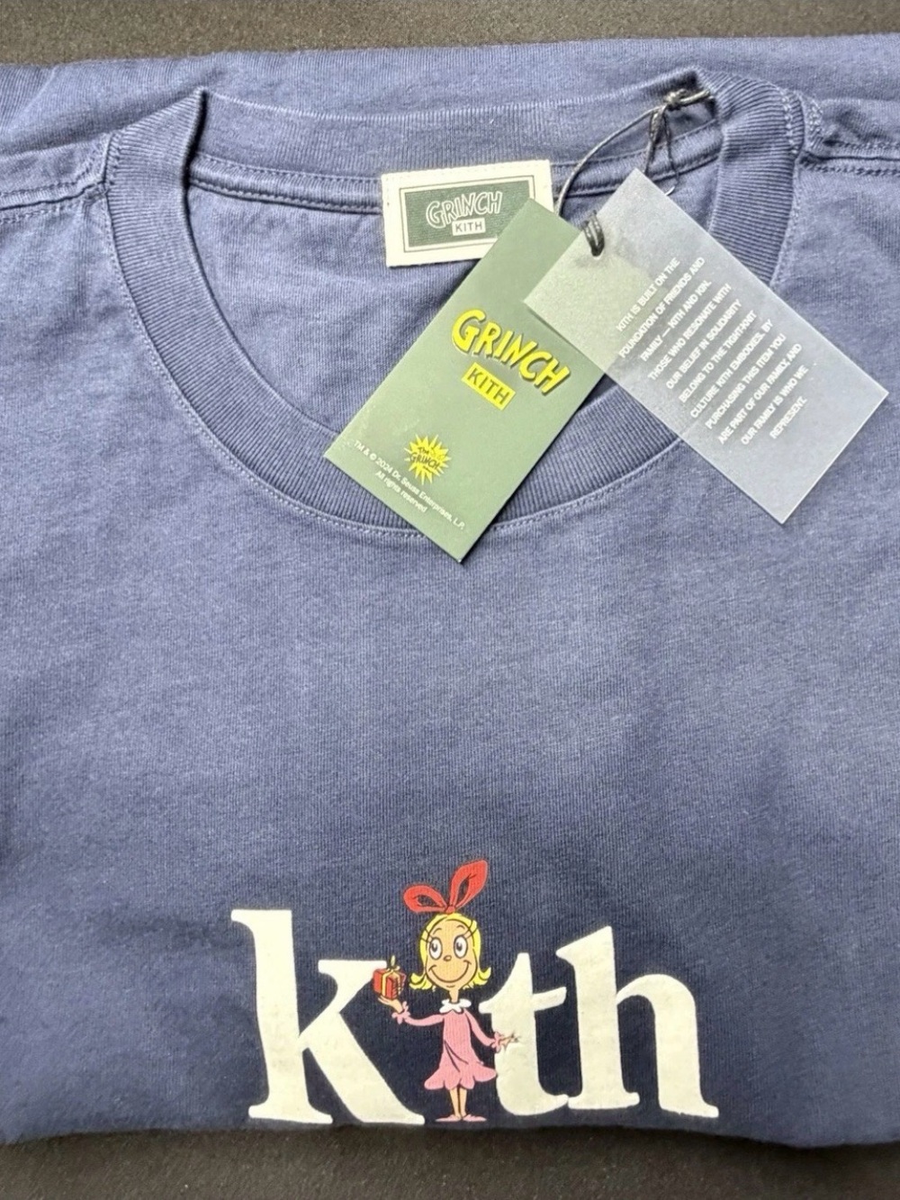 KITH x Grinch Cindy Lou Who Tee Blue XL Men’s Cotton T-Shirt